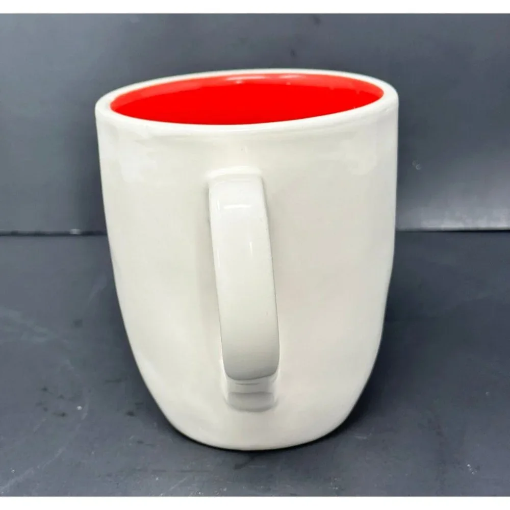 RAE DUNN JOY White Coffee Mug Typewriter Font Red Interior 20 oz Christmas - Picture 2 of 7